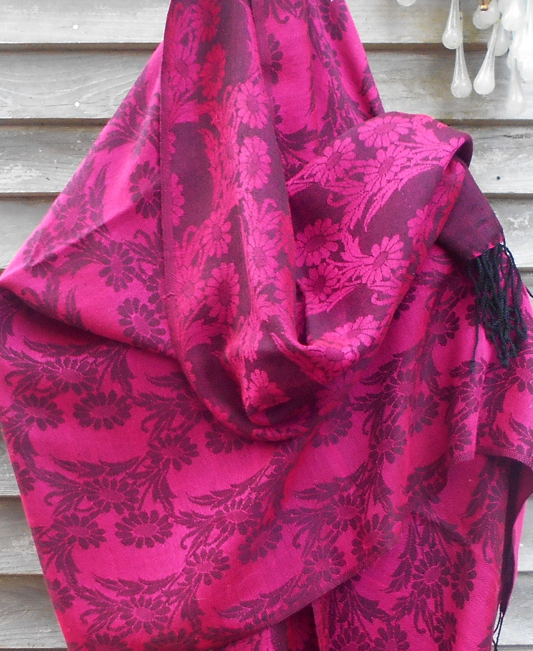 Festival Pashmina, Floral Scarf, Acrylic Shawl, EDM Shows, Club Shawl