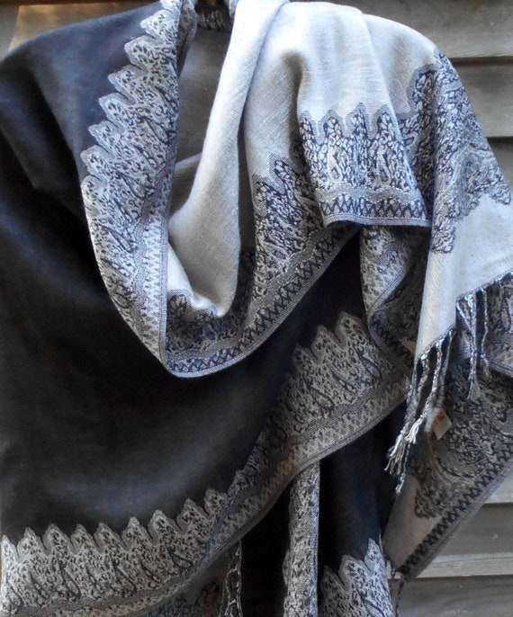 Festival Pashmina,Cashmere Shawl,Silver Pashmina,… - image 1