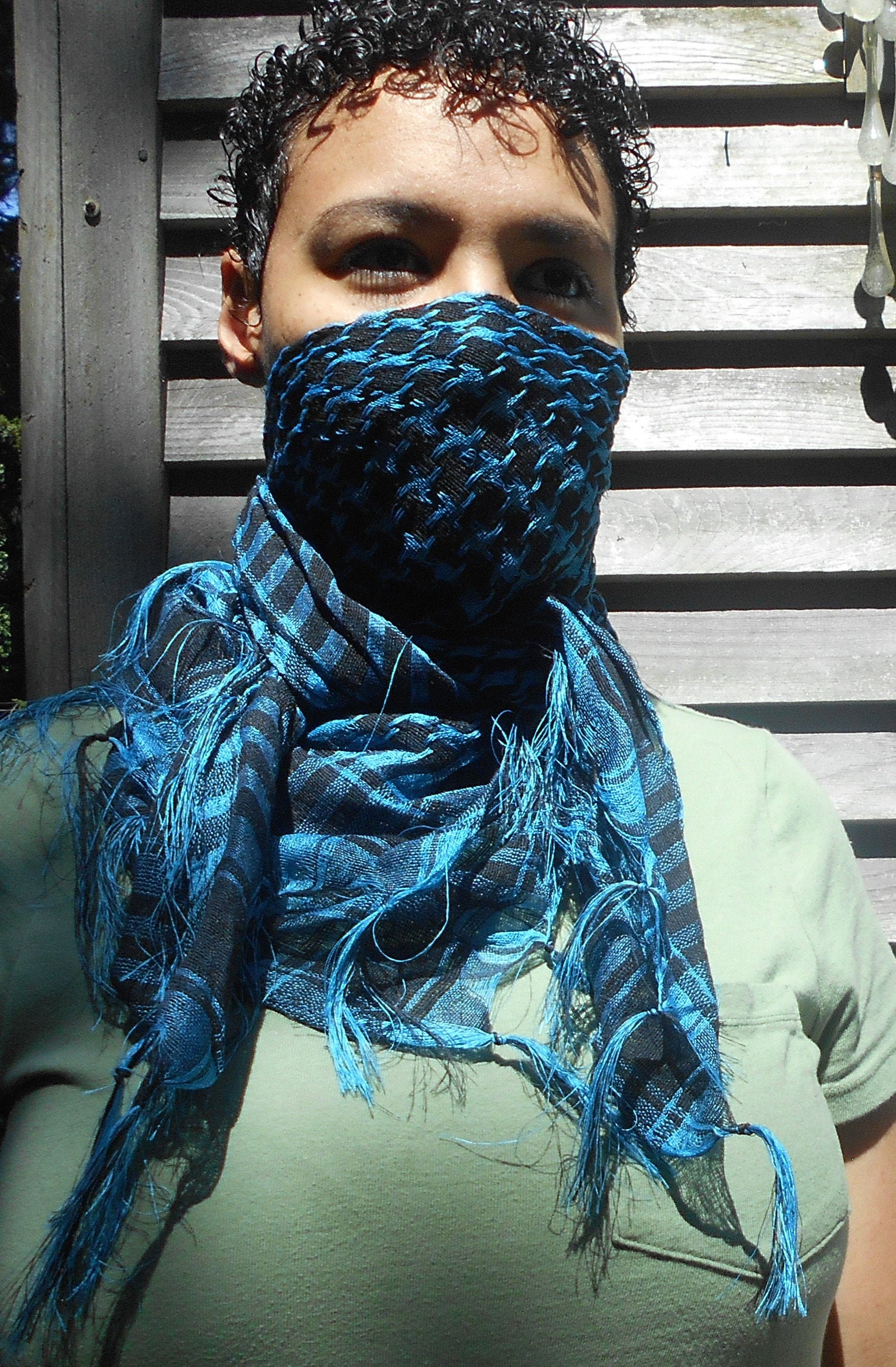 Festival Desert Scarf, Palestine Scarf,Bandana, Face Cover,Military Keffiyeh,Turquoise  and Black,Best Friend Gift