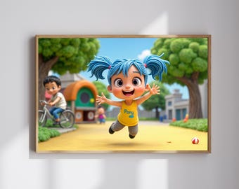 Anime AI Poster | Joyful Anime Girl | Wall Art | Instant Download