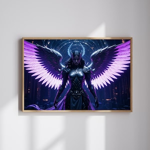 Fantasy Character AI Poster | Hyperrealistic Archangel With Wings Female | Wall Art | Instant Download