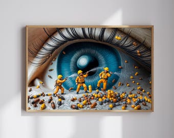 Fantasy AI Poster | Eye Battle Disinfection | Wall Art | Instant Download