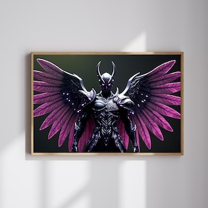 Fantasy Character AI Poster | Hyperrealistic Archangel With Wings | Wall Art | Instant Download