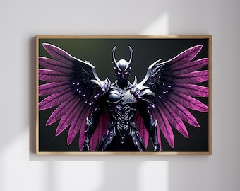 Fantasy Character AI Poster | Hyperrealistic Archangel With Wings | Wall Art | Instant Download