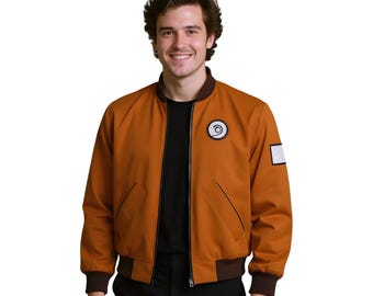 Handmade Kim Unisex Disco Jacket Kitsuragi Bomber Elysium Pilot Jacket Aerostatic in Orange Cotton