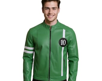 Handgemachte Ben 10 Lederjacke: Superheld Cosplay, Freizeitjacke