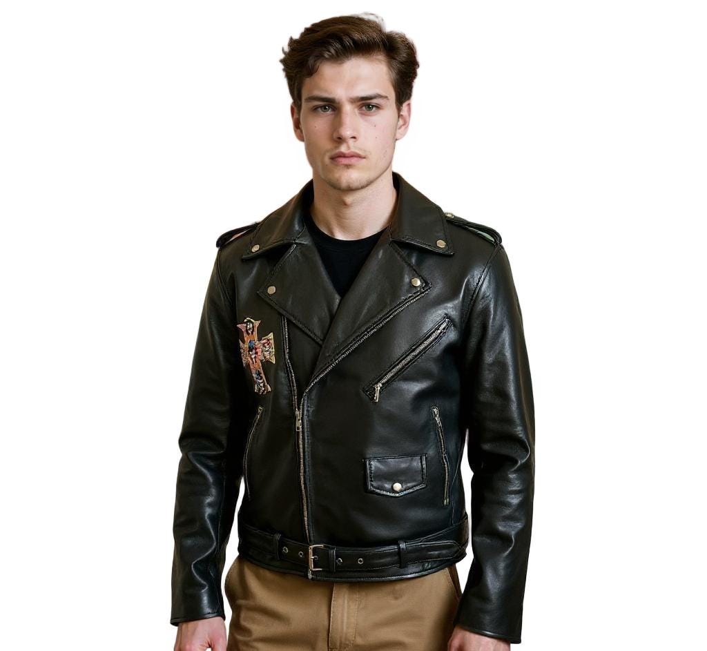 Handmade Guns N Roses Black Motorcycle Leather Jacket for Men