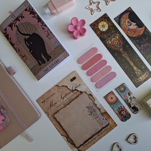 Pink Bookish Stationery Bundle: Journaling Set with Pen, Markers, Bookmarks