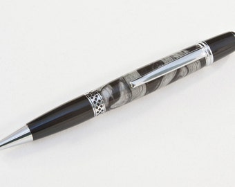 Acrylic ballpoint in grey and black. Unique design. - The Plymouth