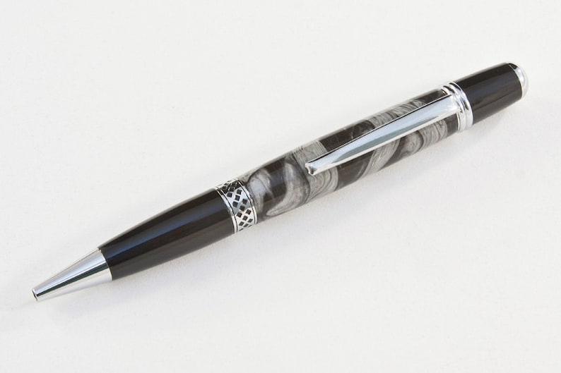 Acrylic ballpoint in grey and black. Unique design. The Plymouth image 1