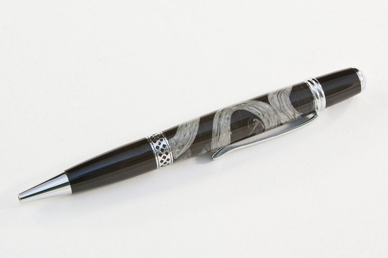 Acrylic ballpoint in grey and black. Unique design. The Plymouth image 2