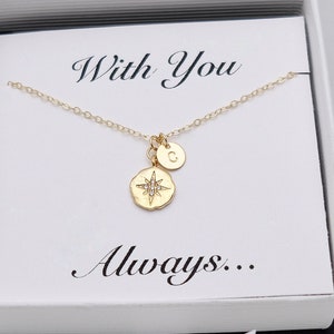 Guiding Star Necklace • Dainty Initial Disc • Personalized Memorial Gift Child • Remembering A Loved One - Northern Star necklace