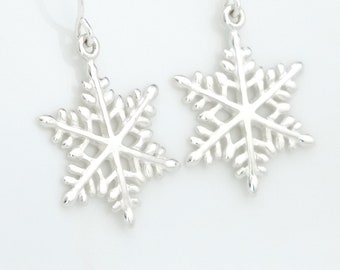 Sterling Silver Large Snowflake Dangle Earrings Winter Holiday Earrings for her Christmas Gift  Best Friend Sister Mother Gift Geometric