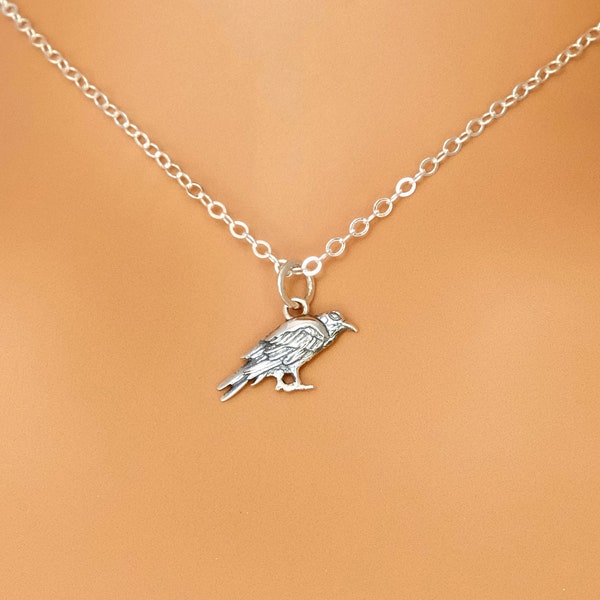 Tiny Silver Raven Shiny Adjustable Chain Necklace Raven Lover Gifts Meaningful Remembrance Gifts Sympathy Gift Gothic Halloween Jewelry