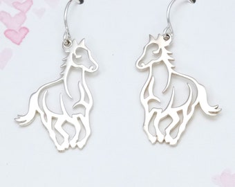 Sterling Silver Horse Earrings Horse Lover Gifts Spirit Animal Galloping Stallion Charm Earrings Equestrian Meaningful Gift Remembrance Gift