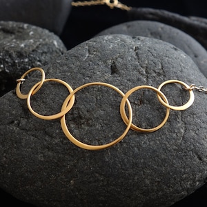 Gold Five Circles Necklace Half Flattened Linked Circles Necklace 50th Birthday Gift for Women Anniversary Gift Sterling Silver,