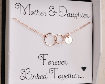 Mother's Day Gift from Daughter, Personalized Mother and Daughter Necklace, Gift for mom,Two Interlocking Circles Necklace, New Mom Jewelry