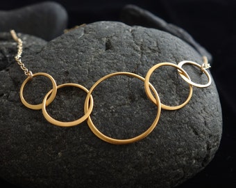 Collar de cinco círculos entrelazados - Plata de ley, regalo para mejores amigas