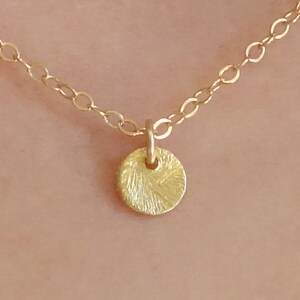 Tiny Gold Disc Necklace: 24k Vermeil Charm, Gold Filled Chain