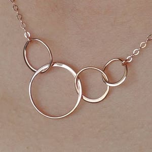 40th Birthday Gifts for Women Rose Gold Necklace Four Circle Necklace Linked 40th Anniversary Gift 4 Sisters Gift 4 Best Friend Necklace image 7