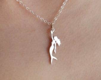 Mermaid Necklace, Sterling Silver Mermaid Pendant, Silver Mermaid Charm, Sea Goddess Necklace, Beach Necklace