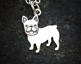 Silver French Bulldog Necklace Adjustable Necklace French Bulldog Mom French Bulldog Gifts Frenchie Pet Lover Gifts Small Pit Bull Charm