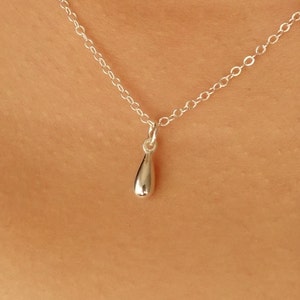 Teardrop Charm Necklace in Solid Sterling Silver, Mother's Day Gifts, image 1