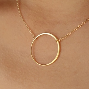 Gift Eternal Circle Necklace Sterling Silver or Gold Large Circle Necklace Holiday Hoop Necklace Infinity Bridal Karma Wedding Jewelry, 23 image 1