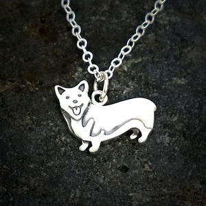 Sterling Silver Corgi Dog Necklace with Extender, Dainty Corgi Necklace, Corgi Dog Lover Gift, Small Corgi Dog Charm Necklace