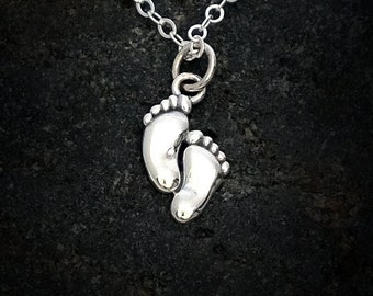 Sterling Silver Baby Feet Adjustable Necklace New Mom Jewelry Baby Feet Charm Baby Shower Gift Mothers Day Gift Maternity Gift Newborn