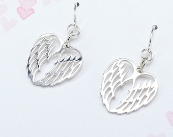 Sterling Silver Angel Wings Earrings Guardian Angel Wings Best Friend Sister Mother Gift Memorial Gift Protection Christian Faith Jewelry