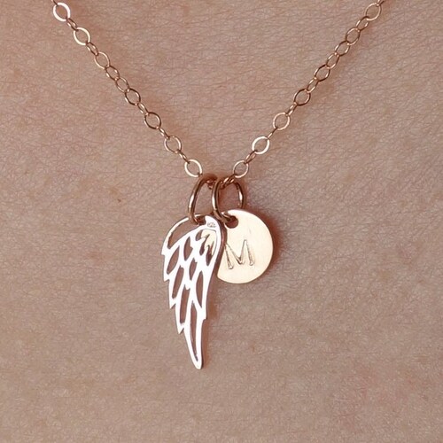 Rose Gold Angel Wing Necklace Dainty 