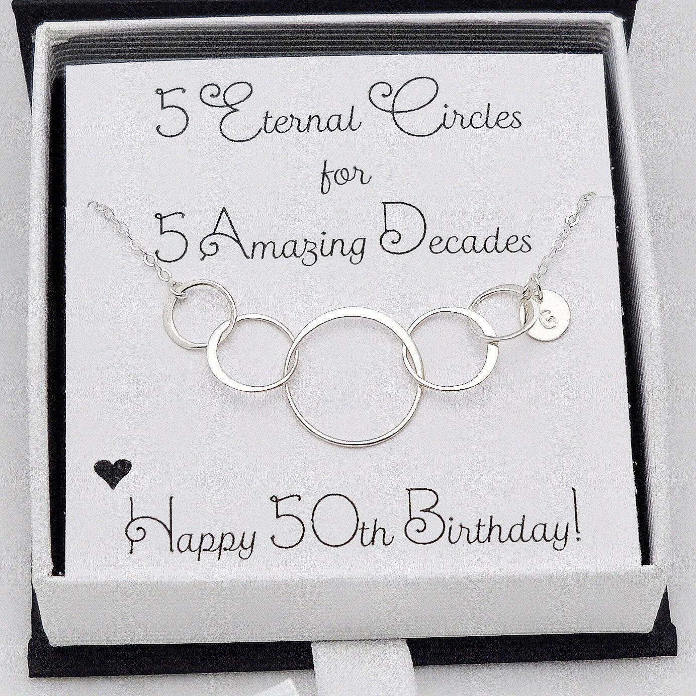 Personalized 50th Birthday Gift for Women - Five Circle Necklace - Si…