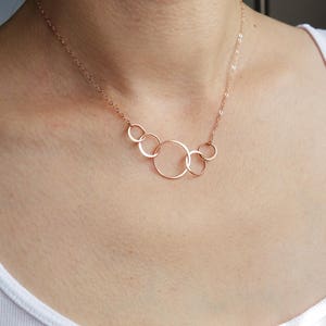 40th Birthday Gifts for Women Rose Gold Necklace Four Circle Necklace Linked 40th Anniversary Gift 4 Sisters Gift 4 Best Friend Necklace image 9