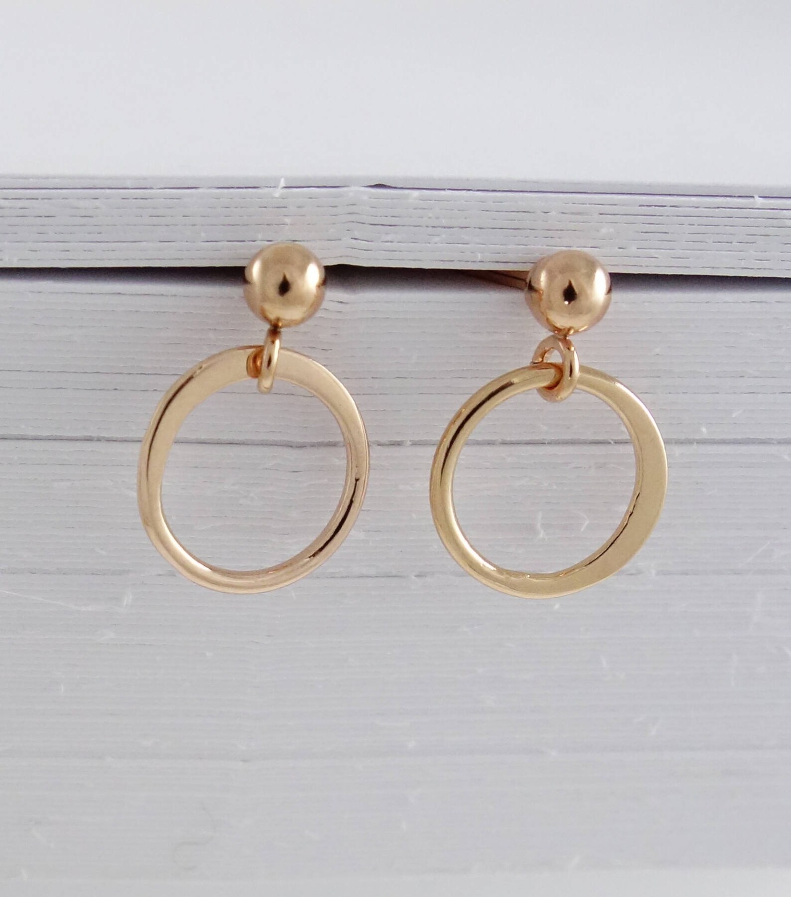 Pendientes de poste de oro rosa oro rosa pendientes de | Etsy