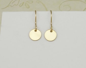 Tiny Gold Filled Coin Earrings, Silver Disc Earrings, Shiny Simple Gold Disc Earrings, Dainty Flat Round, Disc Earrings