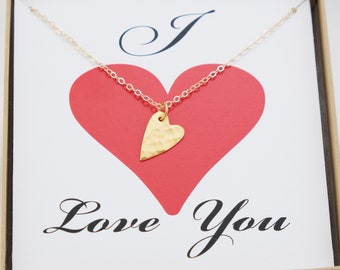 Heart Necklace - Gold Heart Necklace, Mother's Day Jewelry, Gift from Daughter or Son, New Mom Necklace, Mom Gift, Mom Birthday Gift