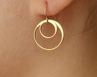 Cirlce Earrings drop & dangle earrings,gold circle, bridal earrings,wedding earrings,bridesmaids earrings,hoop earrings, B