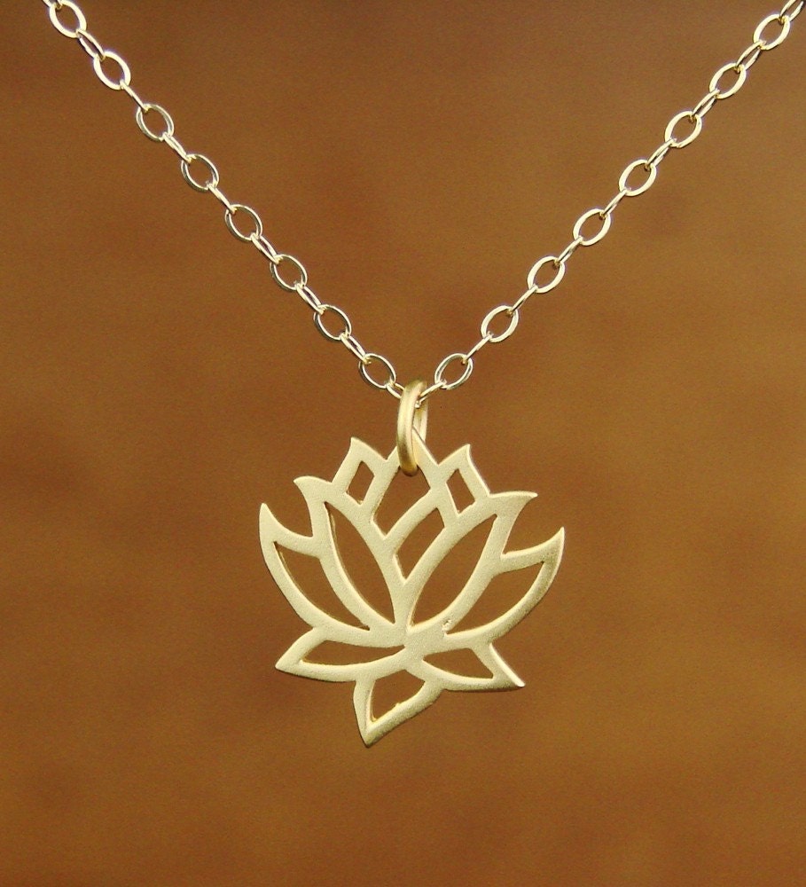 Lotus Pendant Necklace in Gold bridesmaid gift wedding Etsy