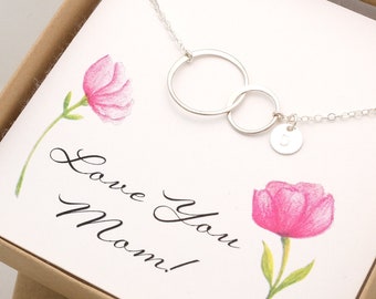 Two Circle Mother and Child Necklace Med - Personalized Necklace for Mom Gift from Daughter or Son - Mother and Son Jewelry New Mom Necklace