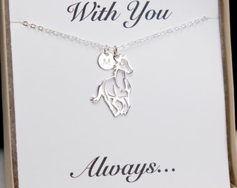 Memorial Silver Horse Necklace Horse Lover Gifts Personalized Initial Disc Meaningful Remembrance Gifts Sympathy Gift Equestrian Gift