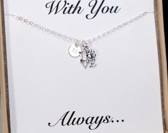 Silver Personalized Love Charm with Paw Print Necklace Dainty Initial Disc Dog Cat Mom Gifts Pet Memorial Gift Cat Dog Loss Cat Dog Lover