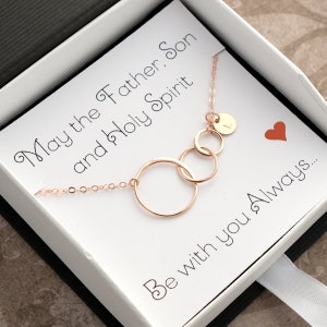 Collar de tres círculos - Collares cristianos para mujer - Plata, oro y oro rosa - Regalo de primera comunión - Regalo de confirmación - Joyería cristiana