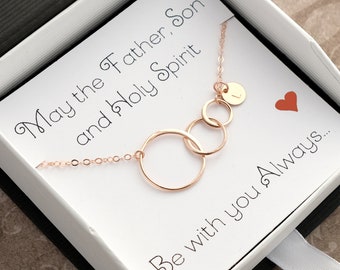 Three Circle Necklace - Christian Necklaces for Women - Silver Gold - First Communion Gift - Confirmation Gift - Christian Jewelry