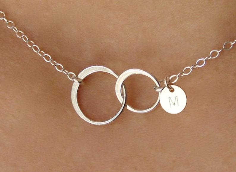 Personalized Mother and Son Necklace 2 Two Interlocking Etsy