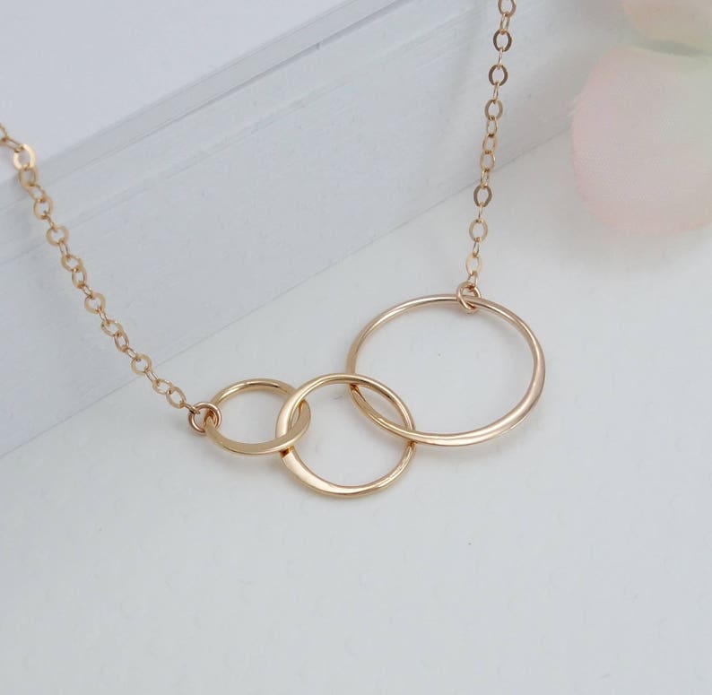 ROSE GOLD Necklace 3 Best Friend Necklace 3rd Anniversary Gift Etsy
