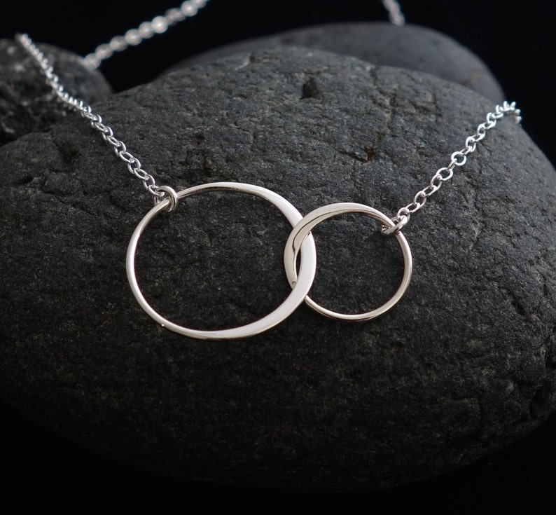 Sister Necklace Two Circles Infinity Necklace Friendship Gift Best Friend Necklace Double Circles Silver Necklace Rose Gold Circle Necklace image 1