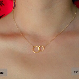 New mom gift Double Circle Necklace Silver or Gold Interlocking 2 Circle Sterling Circle Necklace Bridesmaid Jewelry image 3