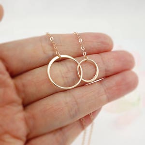 Sister Necklace Two Circles Infinity Necklace Friendship Gift Best Friend Necklace Double Circles Silver Necklace Rose Gold Circle Necklace image 4