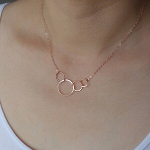 40th Birthday Gifts for Women Rose Gold Necklace Four Circle Necklace Linked 40th Anniversary Gift 4 Sisters Gift 4 Best Friend Necklace image 2